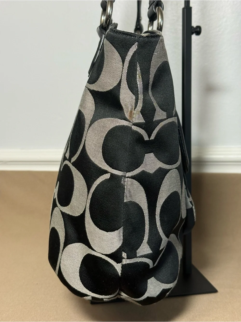 ✨ Authentic Vintage Coach Op Art Signature Tote✨Black & Gray| F25994 | Y2K Era
